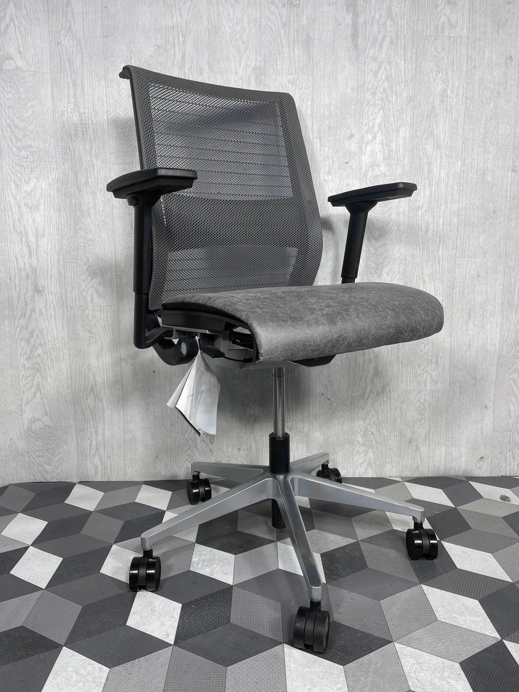 Steelcase Think Distressed Grey Leather Office Chair Fully Loaded