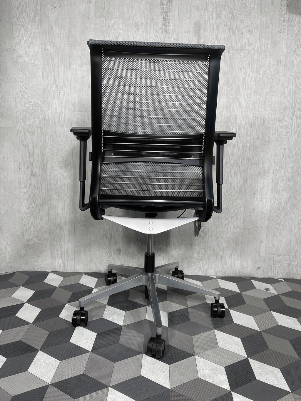 Steelcase Think Distressed Grey Leather Office Chair Fully Loaded